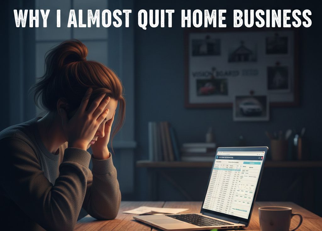 woman frustrated over home business while staring at her laptop