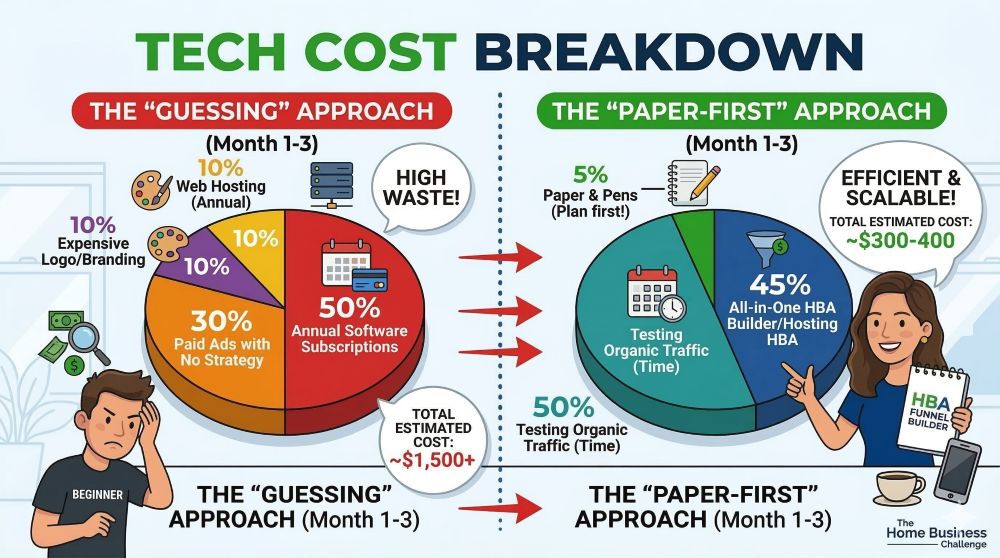 A comparison pie chart showing the monthly budget breakdown for a professional email setup in 2026. Visualizes how domain registration, a professional mailbox, and security tools typically cost less than $10–$15 per month, making it an affordable business foundation